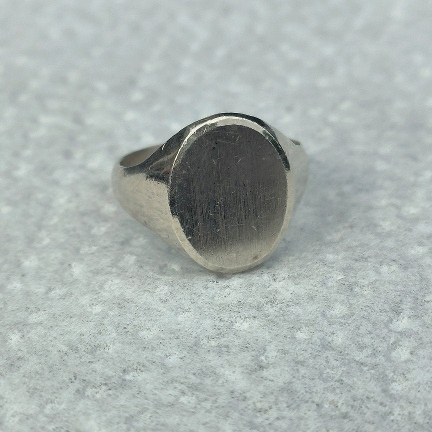 Zegelring Zilver Heren ovaal, Ophalen, 20 of groter, Heer, Zo goed als nieuw