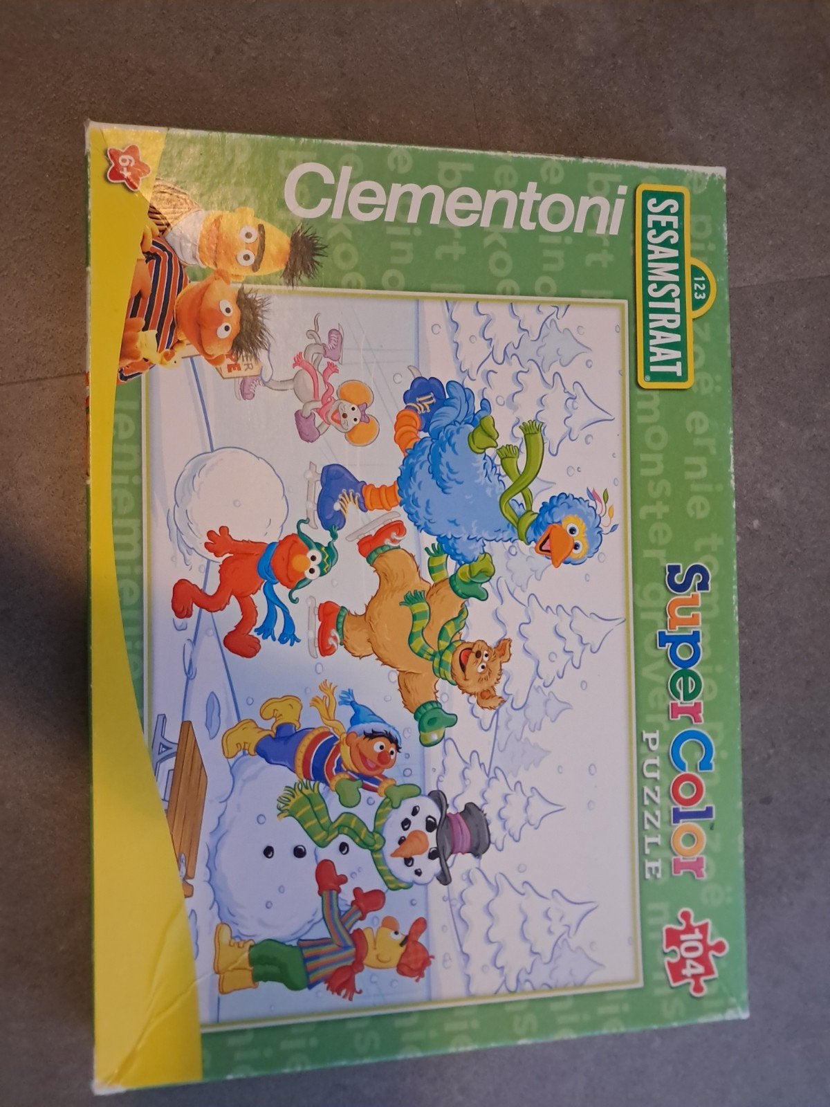 Clementoni Sesamstraat Puzzel 104 Stukjes, Ophalen of Verzenden, Meer dan 50 stukjes, Gebruikt, Van hout
