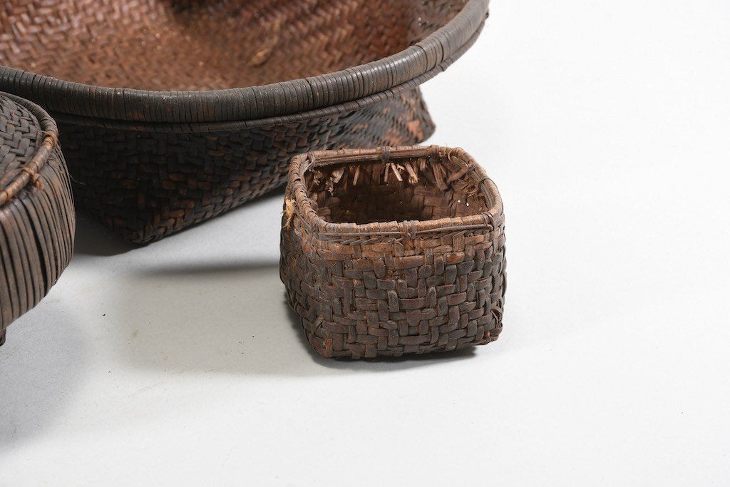 260805 - collection Afrikaans Raffia fiber Kuba baskets, Ophalen of Verzenden