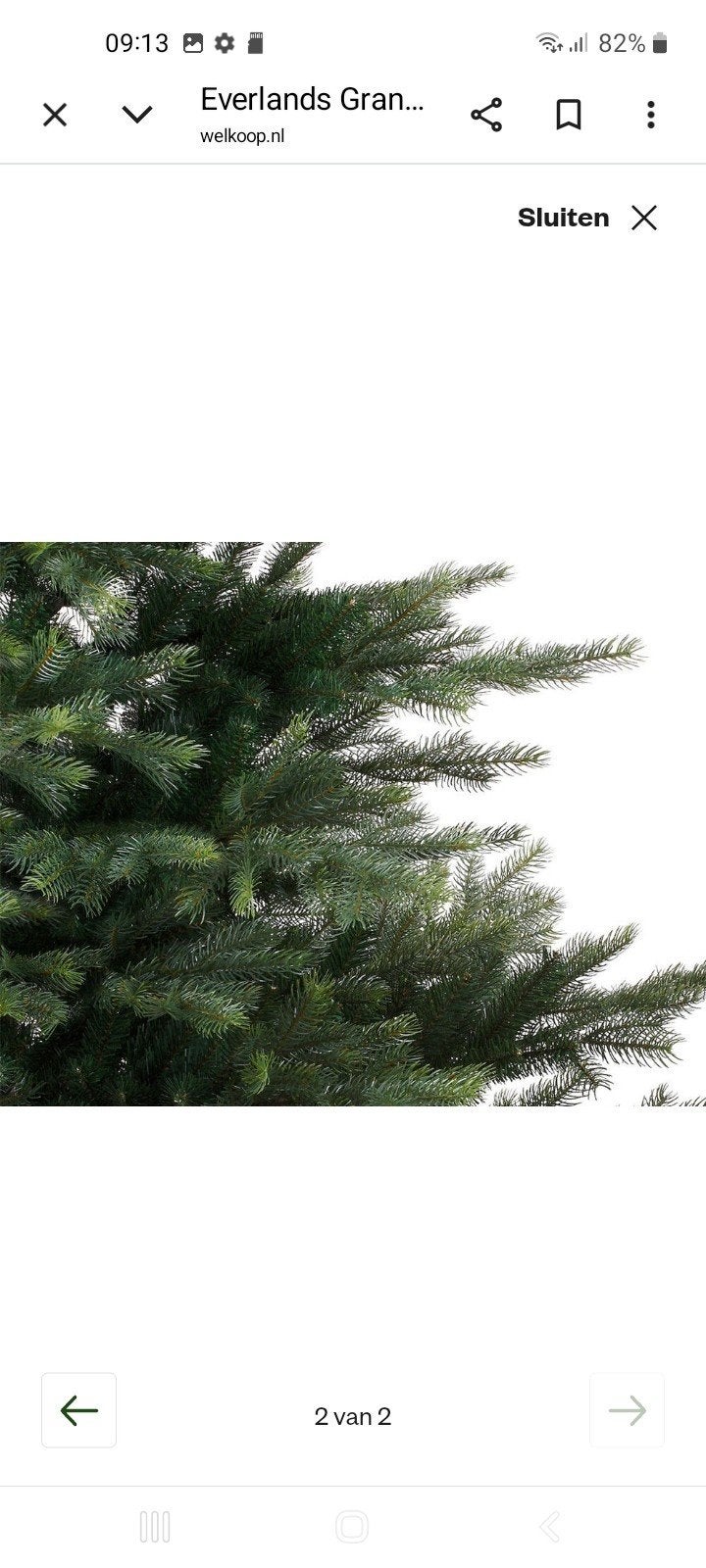 kunstkerstboom 240 hoog 1 keer gebruikt Everlands, Ophalen, Zo goed als nieuw
