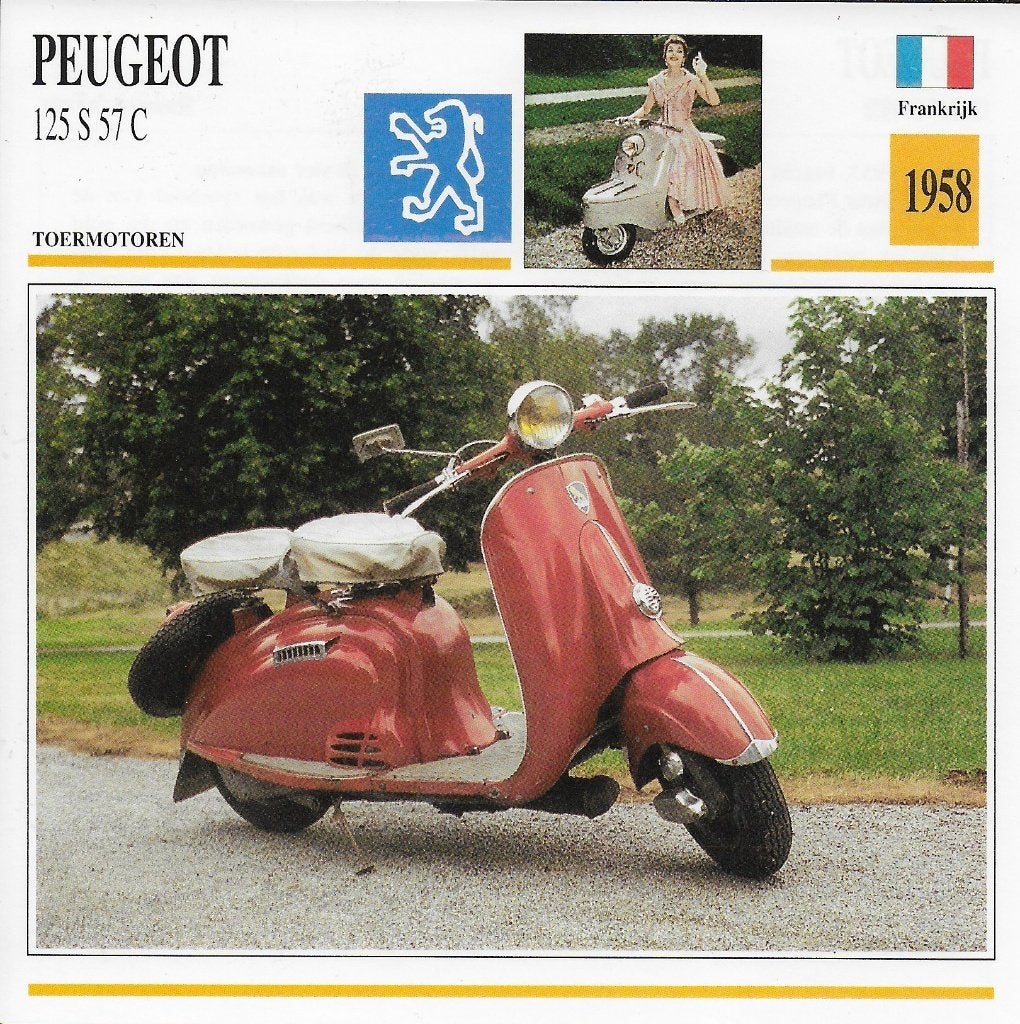 Ma1024 motorkaart peugeot 125 s 57c ( 1958 ) scooter, Ophalen of Verzenden, Zo goed als nieuw, Motoren