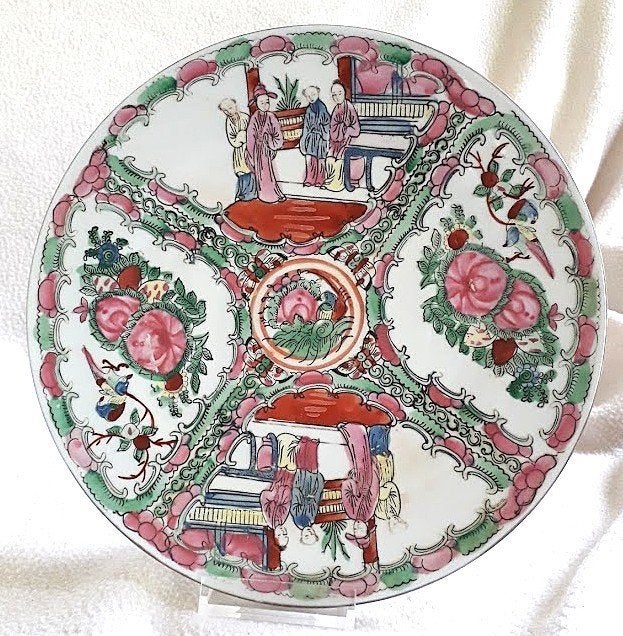 Antiek Chinees Famille Rose Canton Porseleinen Bord, Ophalen of Verzenden