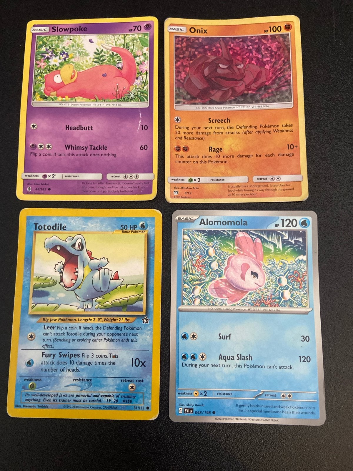 Pokémon Kaarten: Slowpoke, Onix, Totodile, Alomomola, Ophalen of Verzenden, Gebruikt, Meerdere kaarten