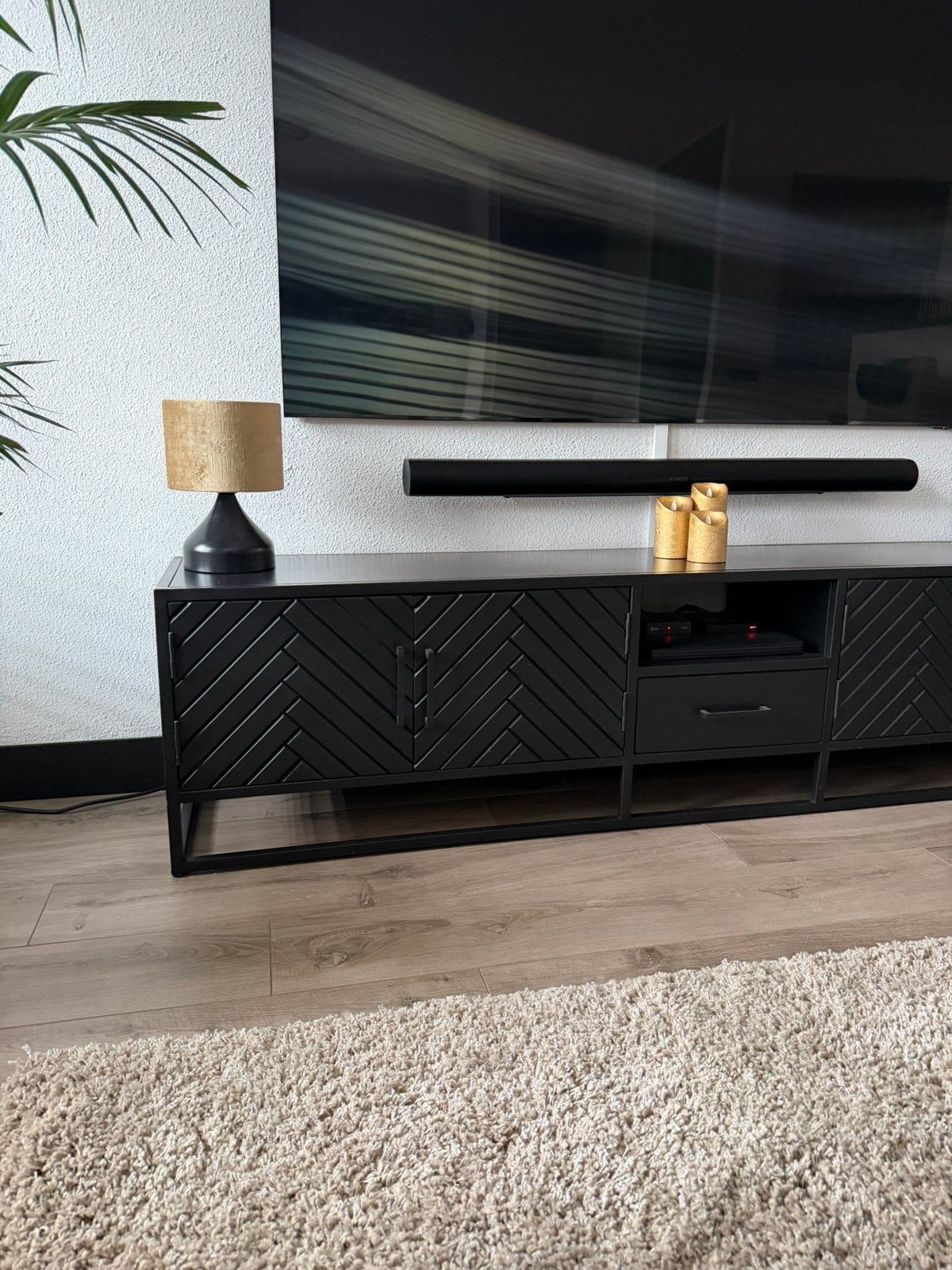 Zgan zwarte tafellamp met Gemstone brons/goude kap 20x20x15, Ophalen of Verzenden, Zo goed als nieuw