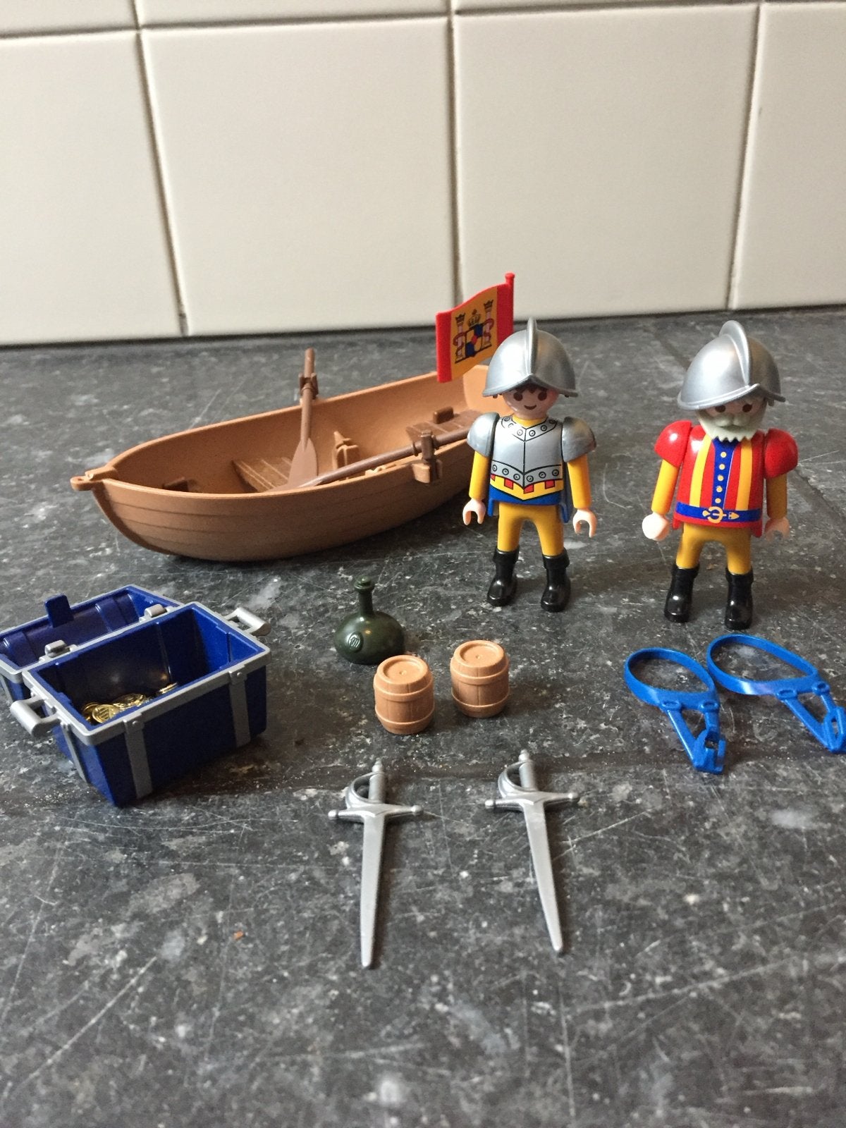 Playmobil 4295 Spaanse Veroveraars met boot en schat, Gebruikt, Complete set, Boot/Schip, Historisch