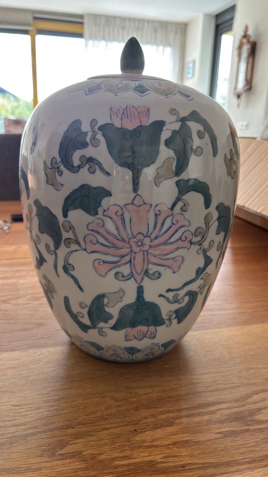 Vintage Chinese gemberpot met bloemmotief, Ophalen