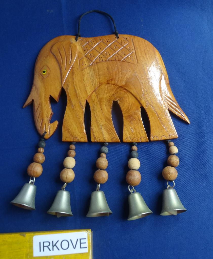 HOUTEN OLIFANT MET BELLEN * India *, Wandsculptuur, Verzenden, Hout, Nieuw