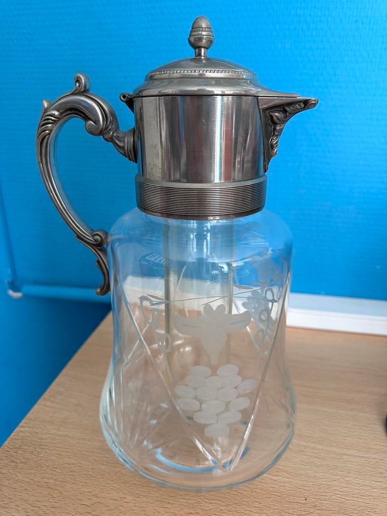 Vintage karaf verzilverd bohemian style, Ophalen of Verzenden