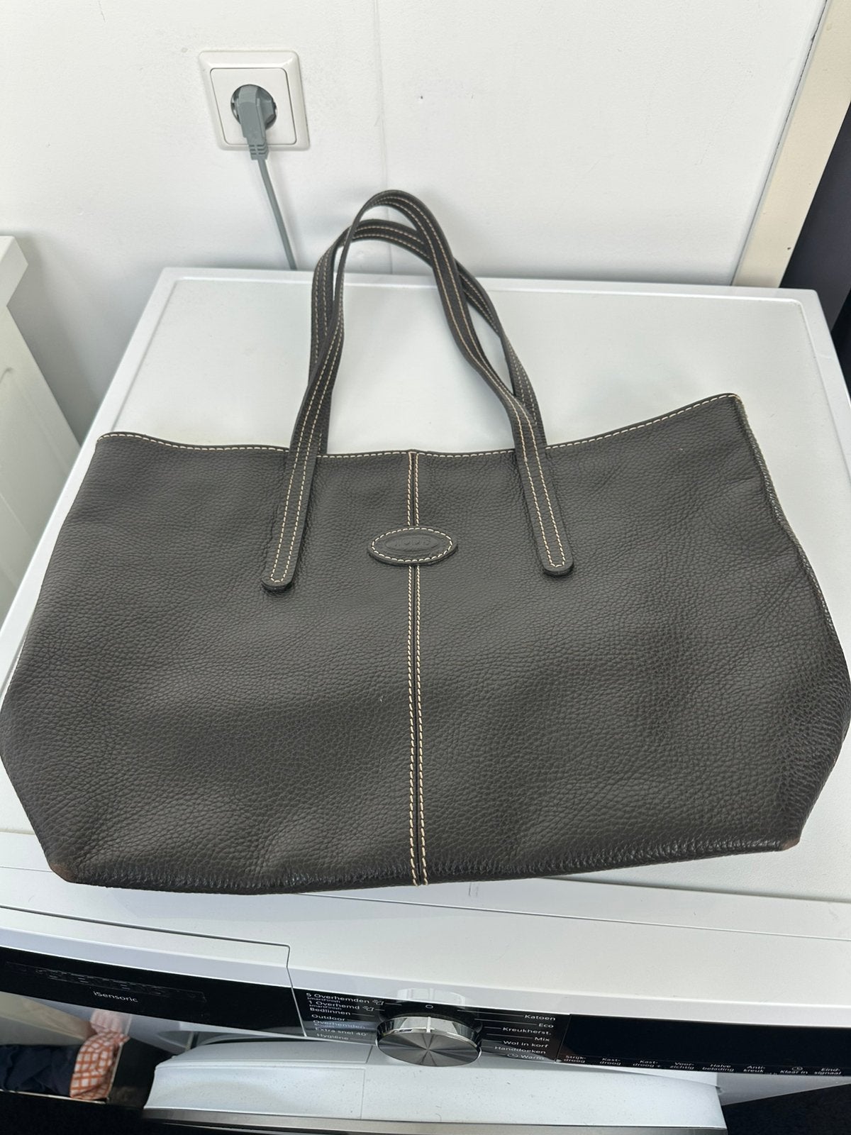 Tas shopper bruin leder, Ophalen of Verzenden, Gebruikt, Shopper