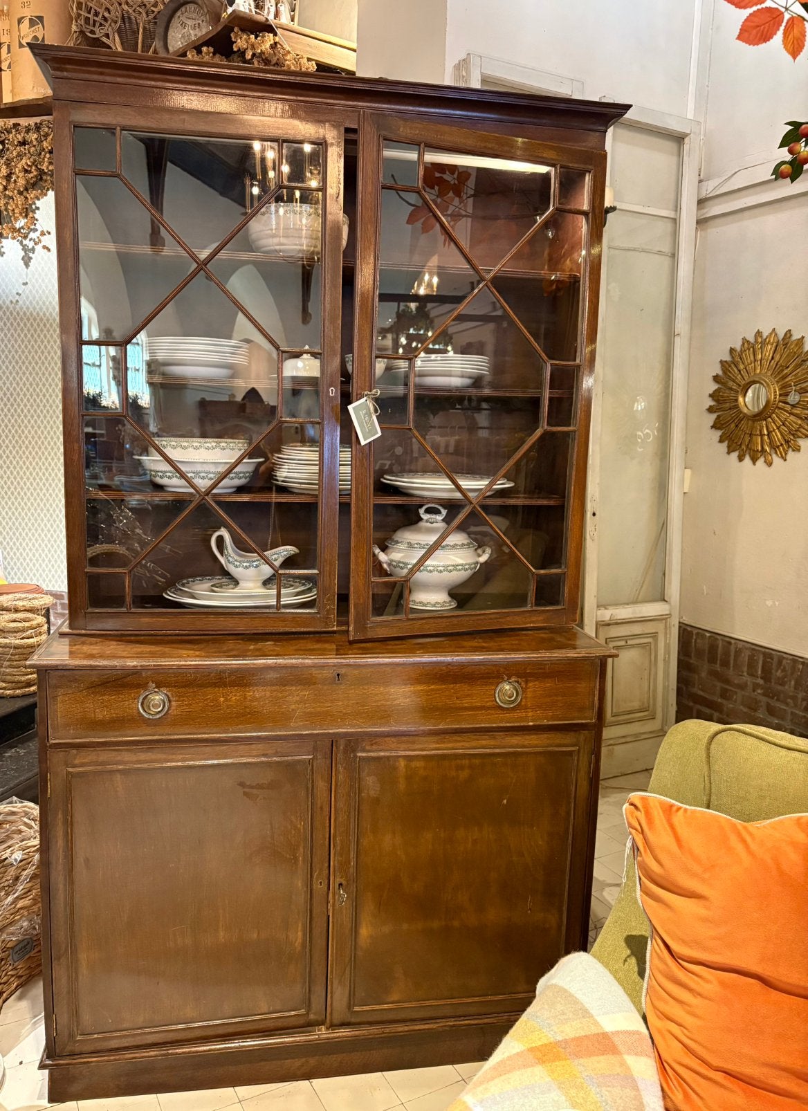 Bookcase Cabinetkast, servieskast, vitrine kast, 2 delig