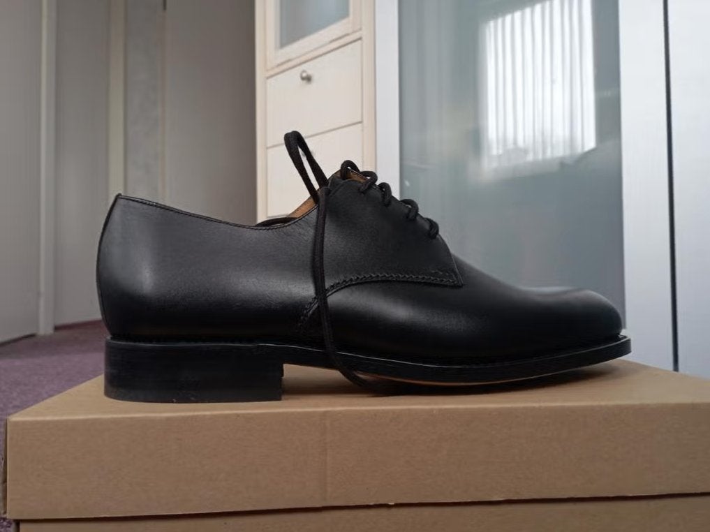 Paar nieuwe volledig lederen herenschoenen, maat 44, Zwart, Nieuw, Ophalen of Verzenden, Veterschoenen