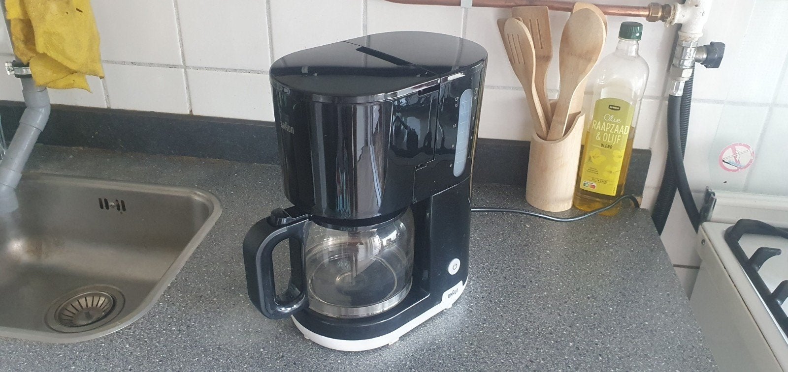 Braun Koffiezetapparaat - Zwart/Wit, Gebruikt, Koffiemachine, Gemalen koffie, Ophalen of Verzenden