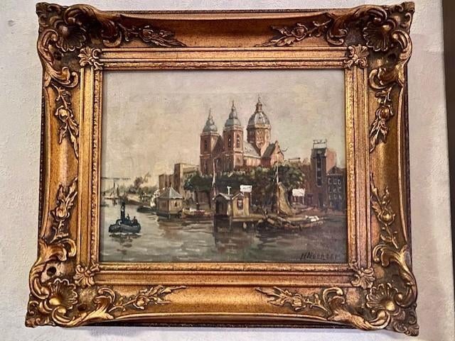 Schilderij Boten Haven van H Noordam, Ophalen of Verzenden