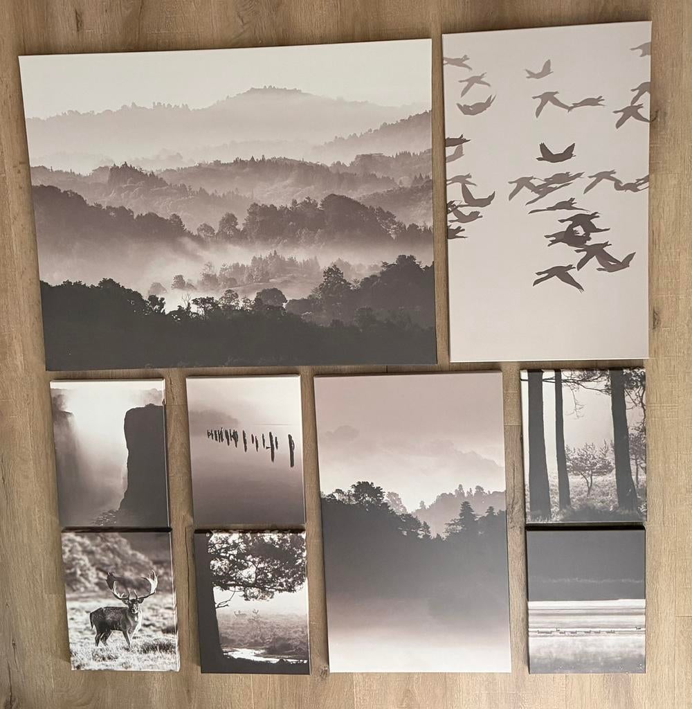 Set natuurfoto’s op canvas IKEA sepia kleurspectrum, Ophalen, 50 tot 75 cm, 125 cm of meer, Zo goed als nieuw