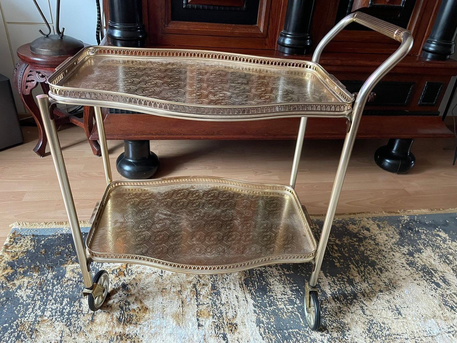 Woodmet theewagen / serveerwagen begin jaren 1960 €100,00, Huis en Inrichting, Woonaccessoires | Overige, Ophalen, Gebruikt, Brocante