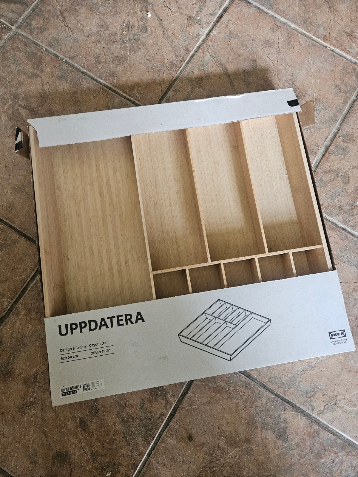 IKEA UPPDATERA bestekbak/lade-indeling bamboe 52x50 cm, Ophalen, Overige typen, Hout, IKEA