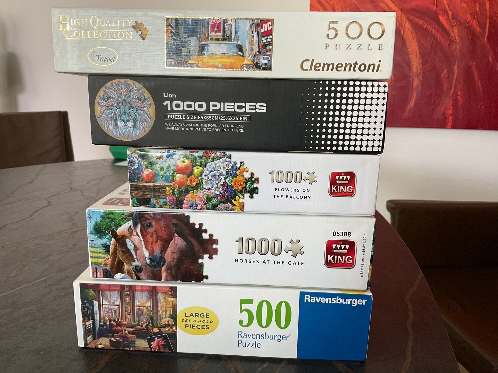 5 LEGPUZZELS CLEMENTONI LION KING RAVENSBURGER, Ophalen, 500 t/m 1500 stukjes, Gebruikt, Legpuzzel