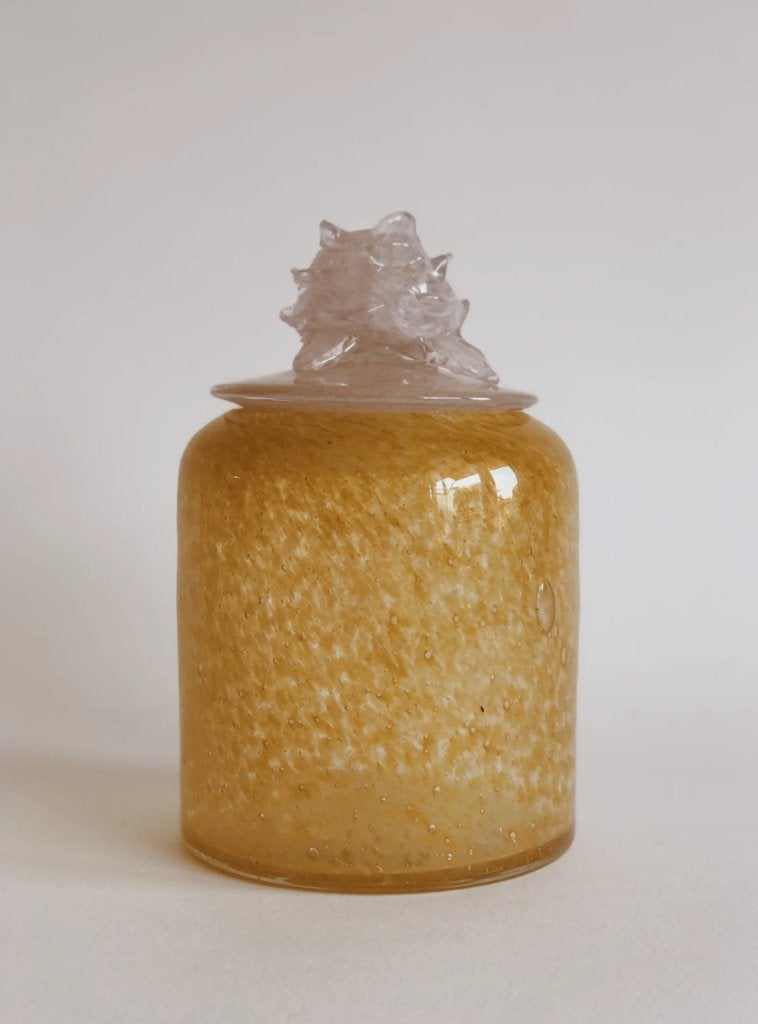 VOORRAADPOT/OPBERGPOT MET BLOEM, GEEL | HOME DELIGHT (NIEUW), -, -, Overige typen, Nieuw
