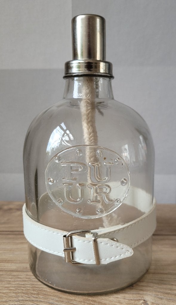 Glazen olielamp PUUR, Huis en Inrichting, Woonaccessoires | Kandelaars en Kaarsen, Ophalen, Nieuw, Glas, 21 cm