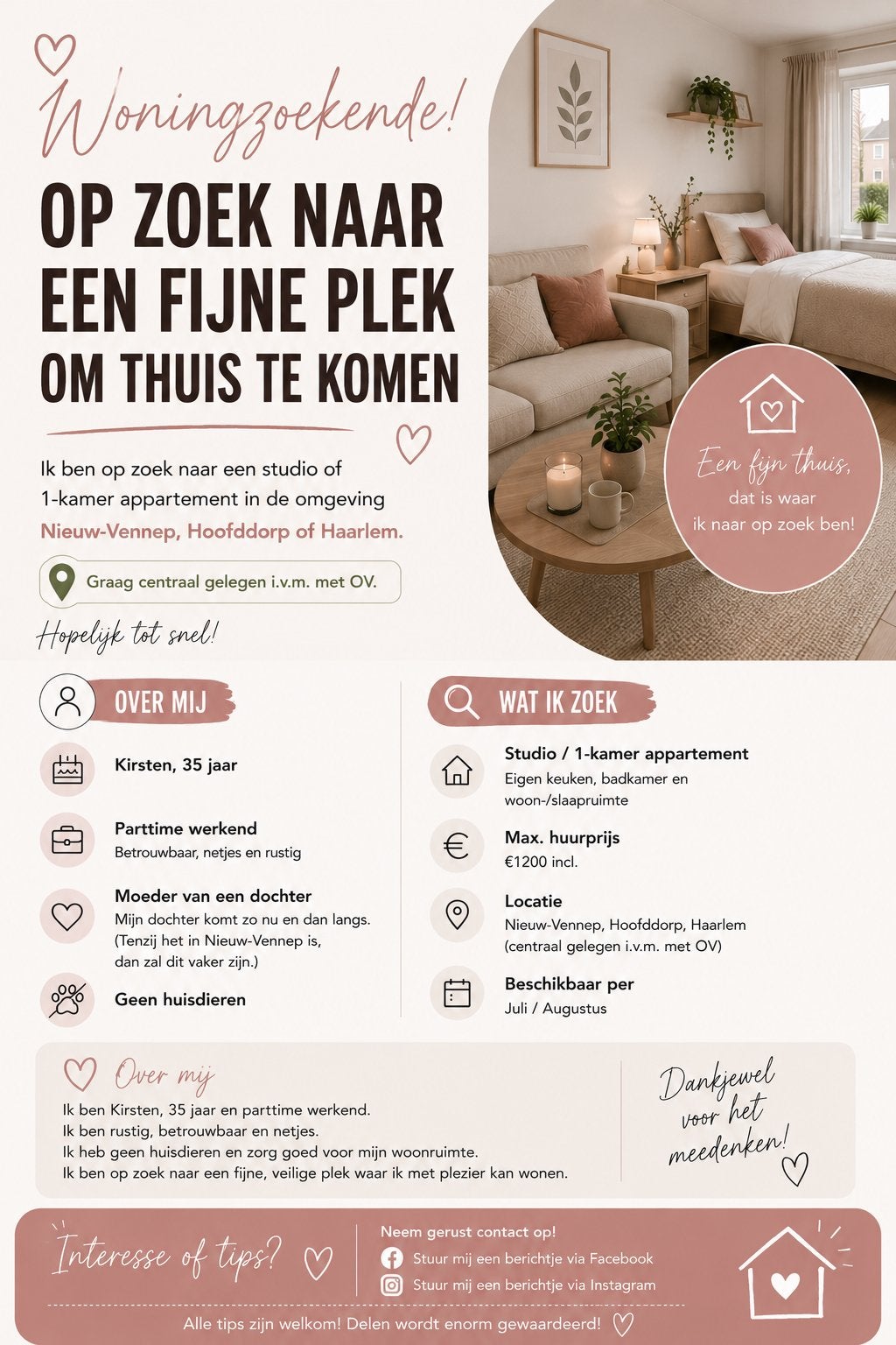*GEZOCHT* studio, 1kamer appartement, Huizen en Kamers