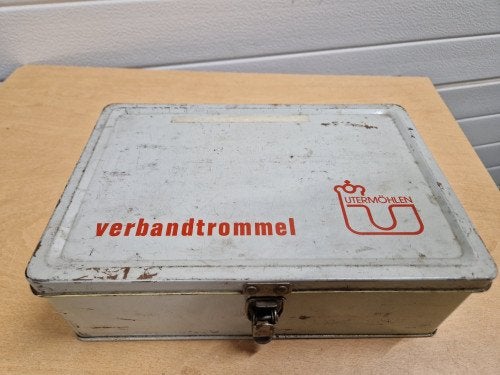 verbandtrommel blik uit 1971  untermohlen, Ophalen of Verzenden, 'T Olde Gre-j, Info@toldegrej.nl, Endepoelstraat 20f Didam
