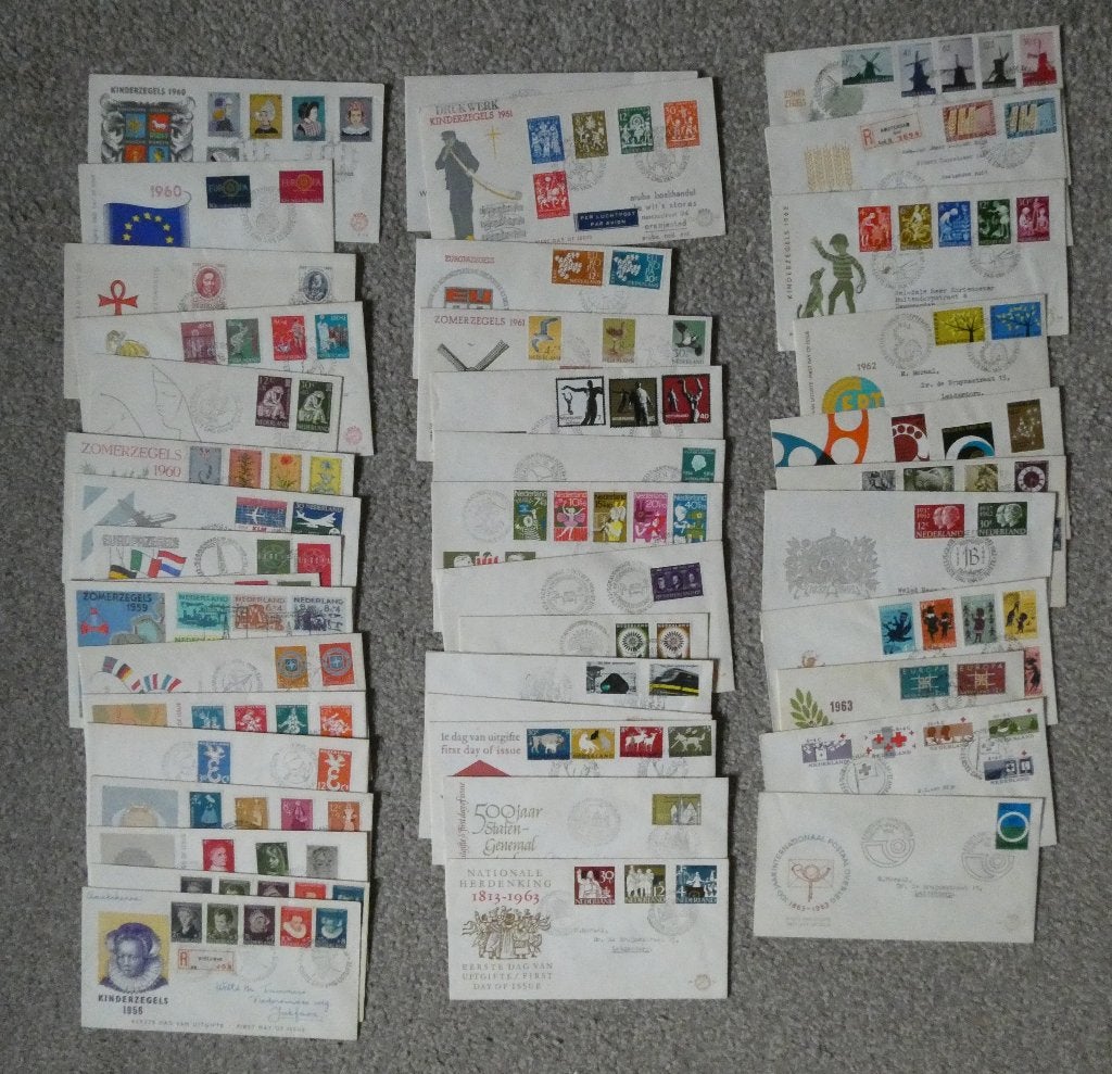 eerste dag enveloppen FDC tussen e 12 en e 71, Ophalen of Verzenden, Beschreven, Nederland