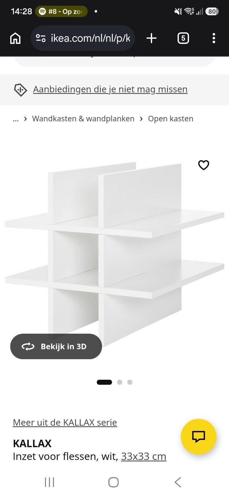 IKEA KALLAX Inzet voor flessen, wit, 33x33 cm, Ophalen, Zo goed als nieuw
