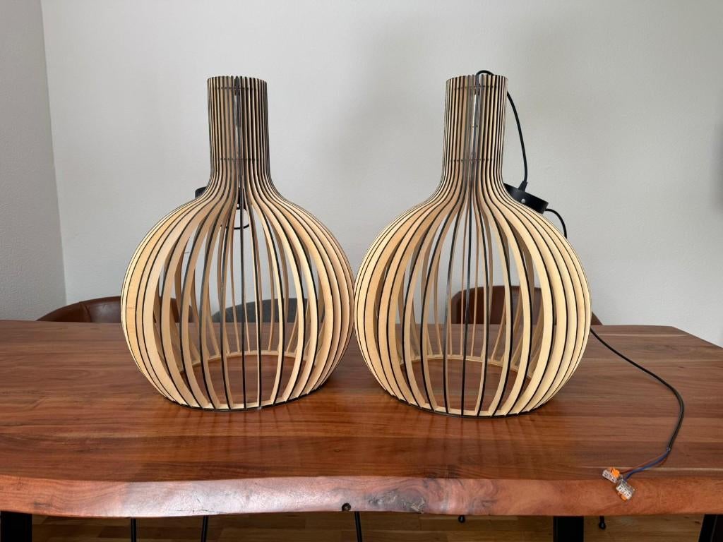 2x Japandi lampen houtlook, Ophalen, Japandi, 50 tot 75 cm, Zo goed als nieuw