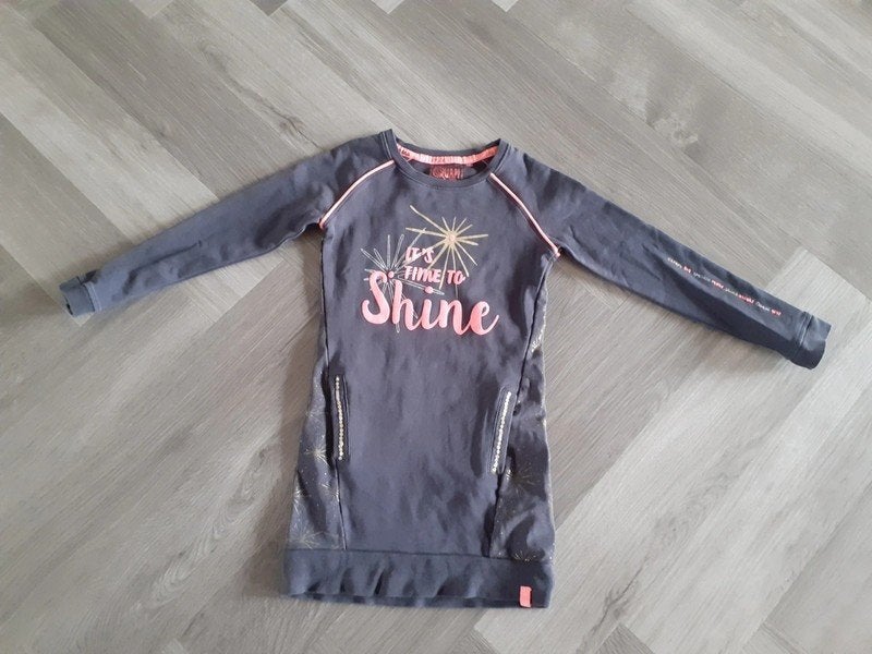 Quapi Jurk lange mouw Grijs / Roze, Maat 110 / 116, Kinderen en Baby's, Kinderkleding | Maat 110, Gebruikt, Meisje, Ophalen of Verzenden