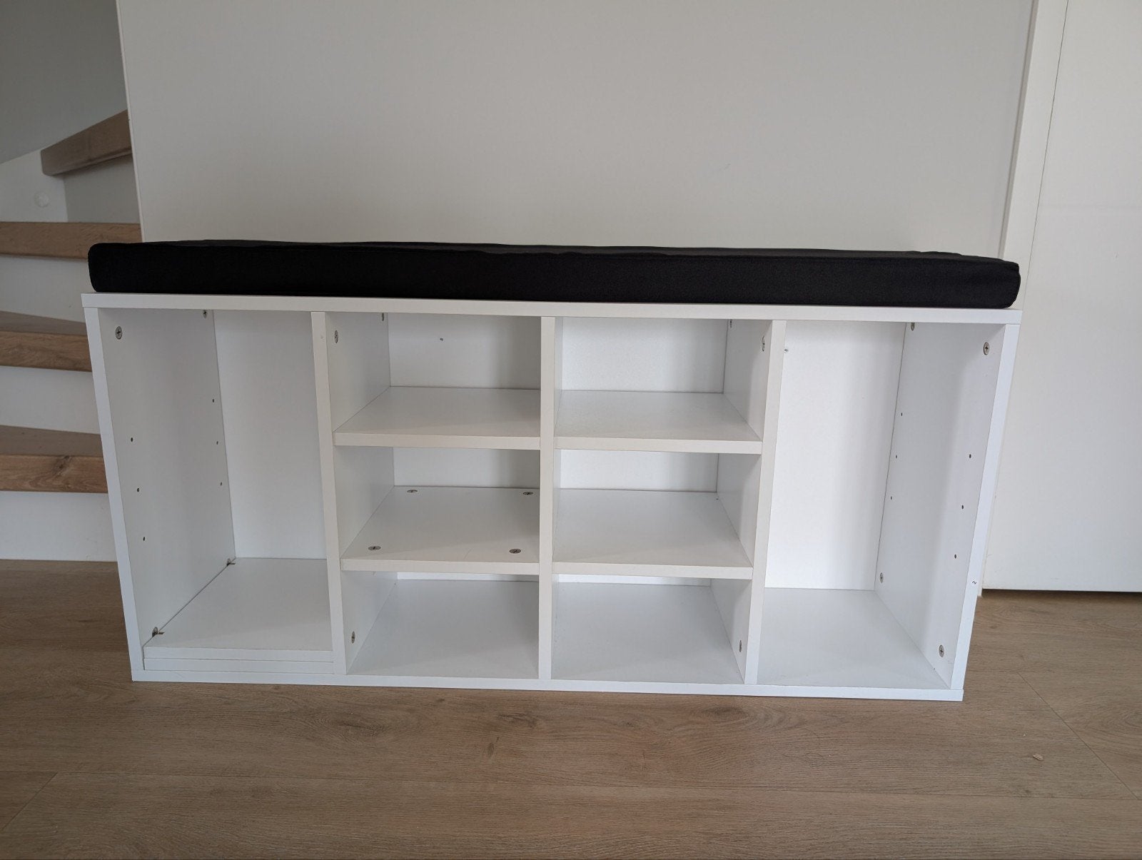 Schoenenkast bankje wit met zwart kussen 104x30x53,5 cm, Ophalen of Verzenden, Gebruikt, Modern