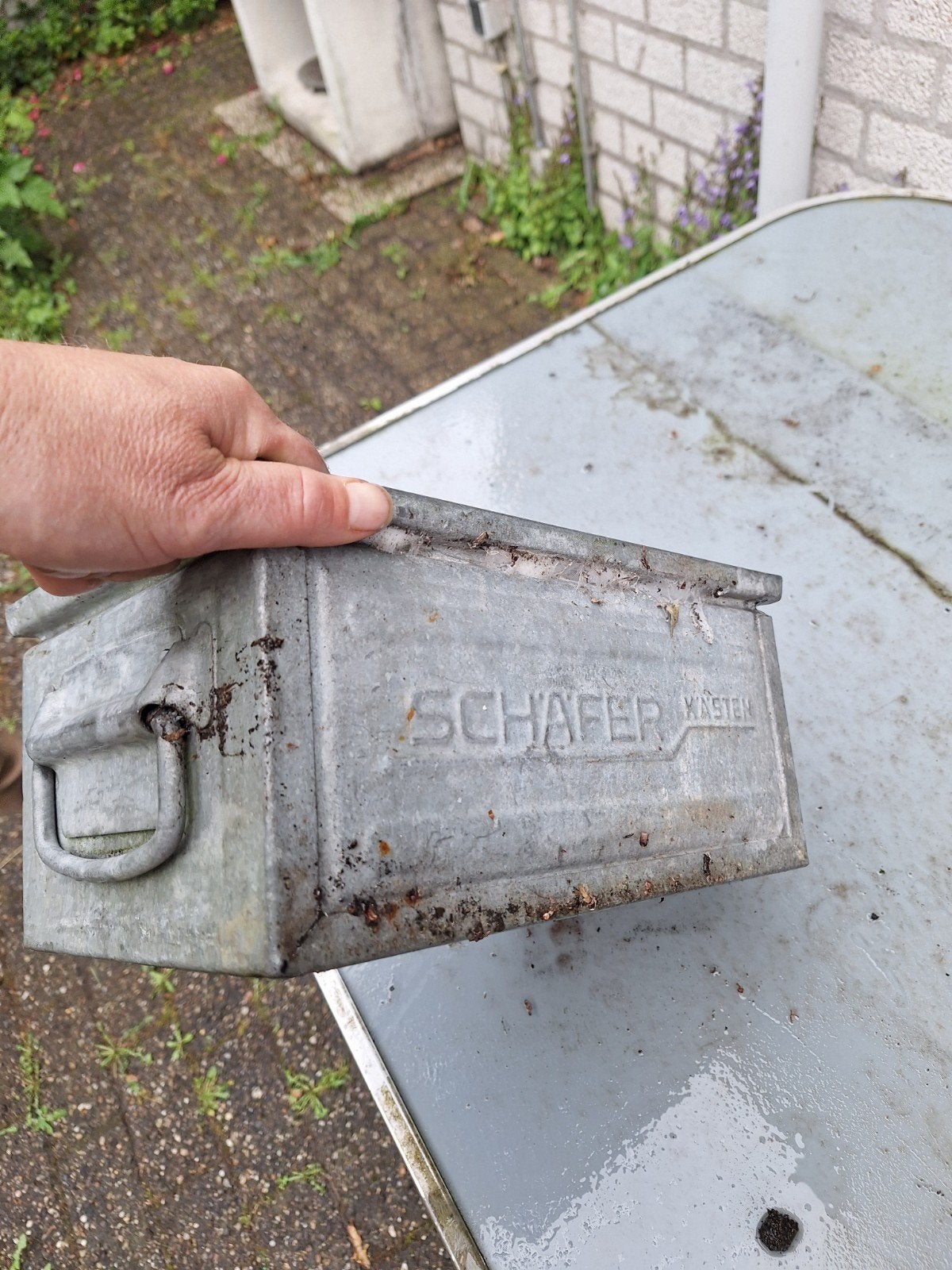Vintage Schafer Kasten plantenbak voor buiten, Ophalen, Gebruikt, Minder dan 30 cm, Minder dan 60 cm