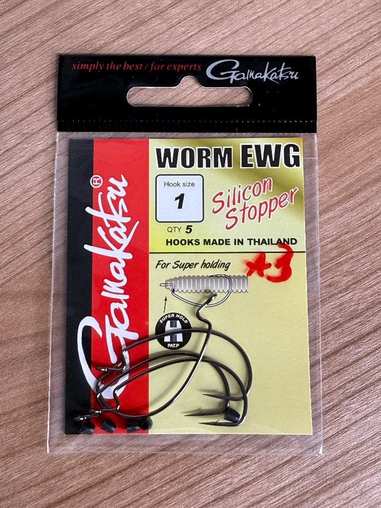 Gamakatsu Worm EWG haken met Silicon Stopper – maat 1, Watersport en Boten, Haak, Nieuw, Ophalen of Verzenden, E