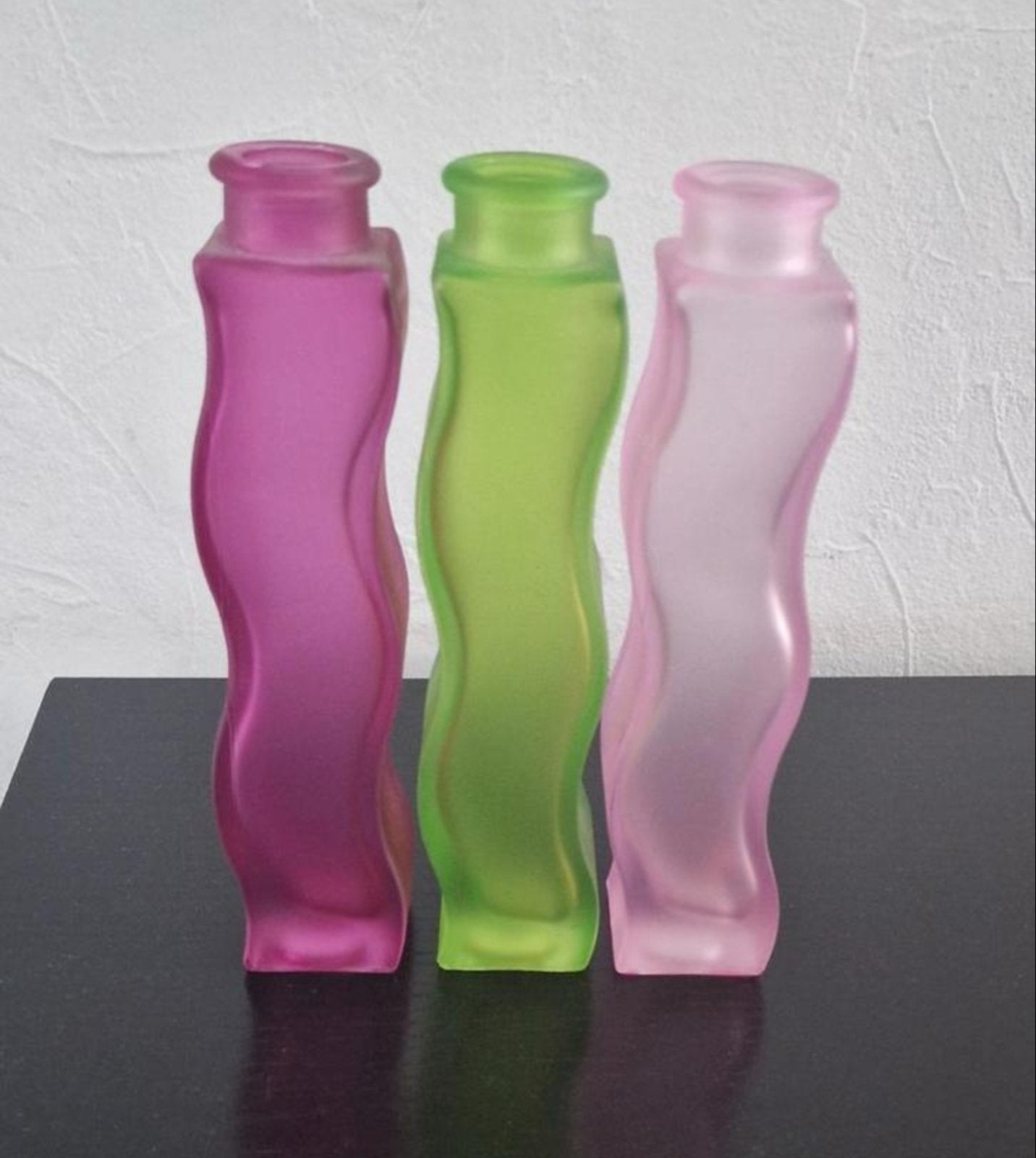 Set van 3 gekleurde glazen vazen - golvend design, Ophalen