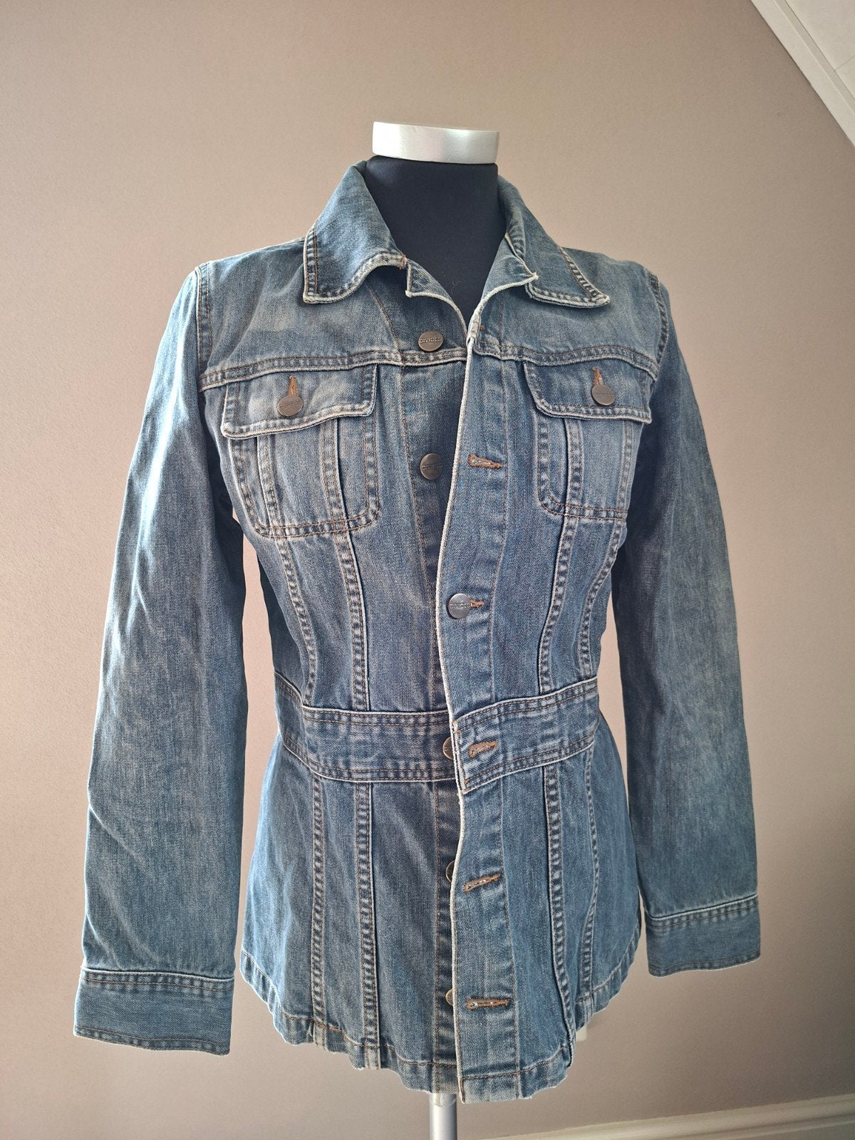 Spijkerjas dames maat L, Ophalen of Verzenden, Zo goed als nieuw, Maat 38/40 (M), Blauw