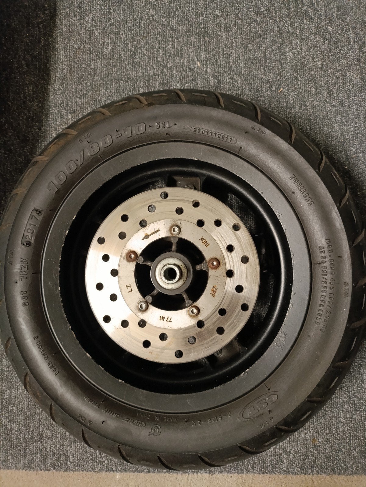 Piaggio Zip velg met band en remschijf, Ophalen of Verzenden, Gebruikt, Overige typen, Piaggio