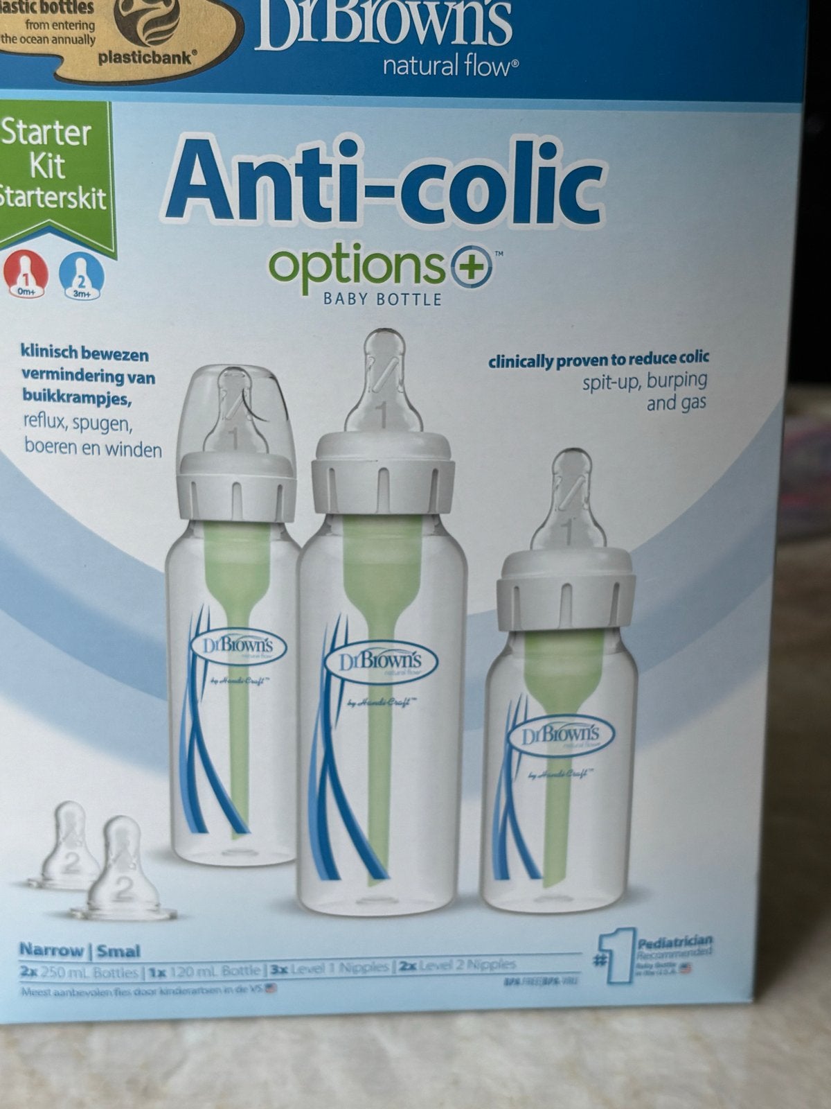 Dr. Brown's Anti-Colic Options+ Babyfles Starterkit, Ophalen of Verzenden, Babyfles, BPA-vrij, Nieuw
