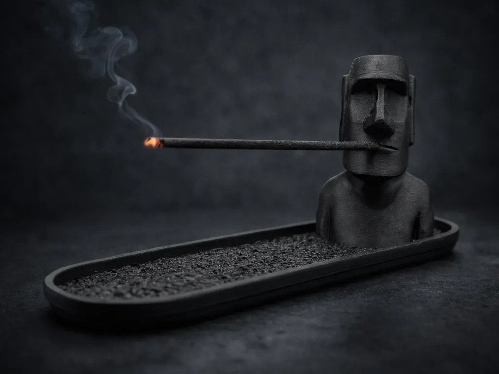 Moai Beeld Wierookhouder - Uniek en Decoratief, Zwart, Overige stijlen, Ophalen of Verzenden, Zo goed als nieuw