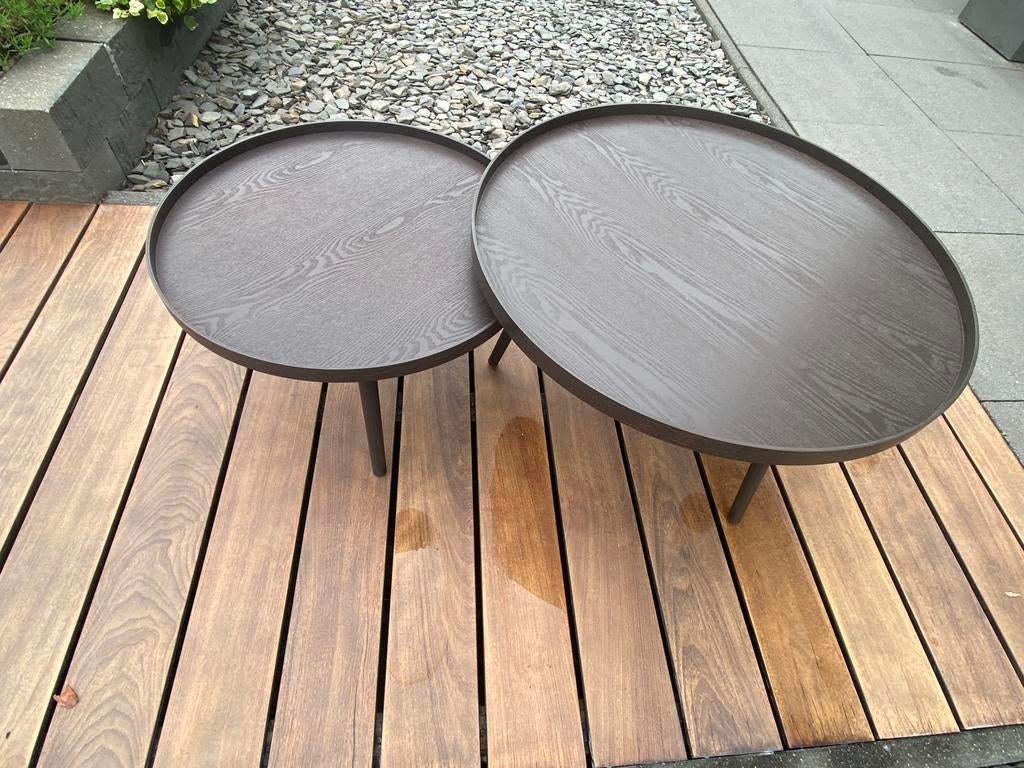 Bijzet- of salontafel donkerbruin L en XL van WOOOD, Ophalen, Minder dan 45 cm, Minder dan 55 cm, Rond