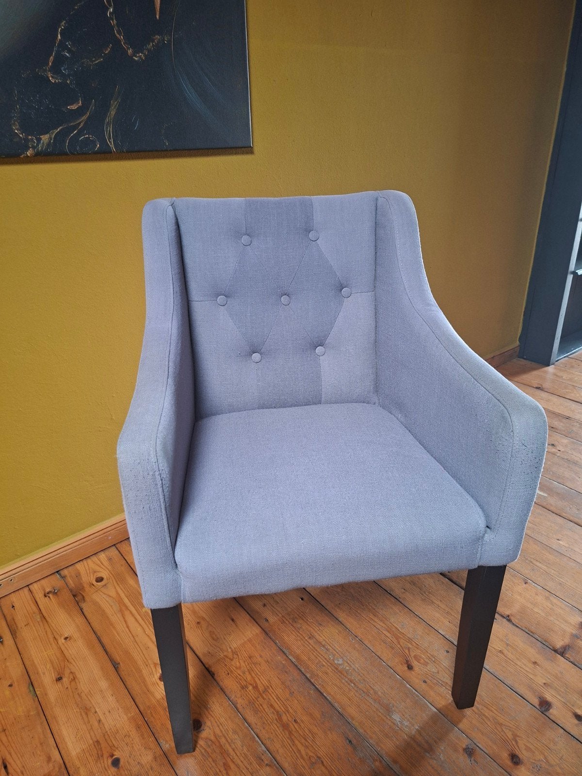 6 romantische grijze eetkamerstoelen van Wood, Huis en Inrichting, Stoelen, Gebruikt, Romantisch, Ophalen of Verzenden, Vijf, Zes of meer stoelen