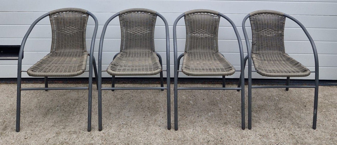 7 x wicker terrasstoelen cafe terras bistro stoelen tuin, Kunststof, Zwart, Ophalen of Verzenden, Zo goed als nieuw