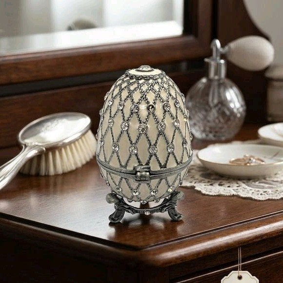 emaille Faberge-stijl sieradendoosje, Ophalen of Verzenden