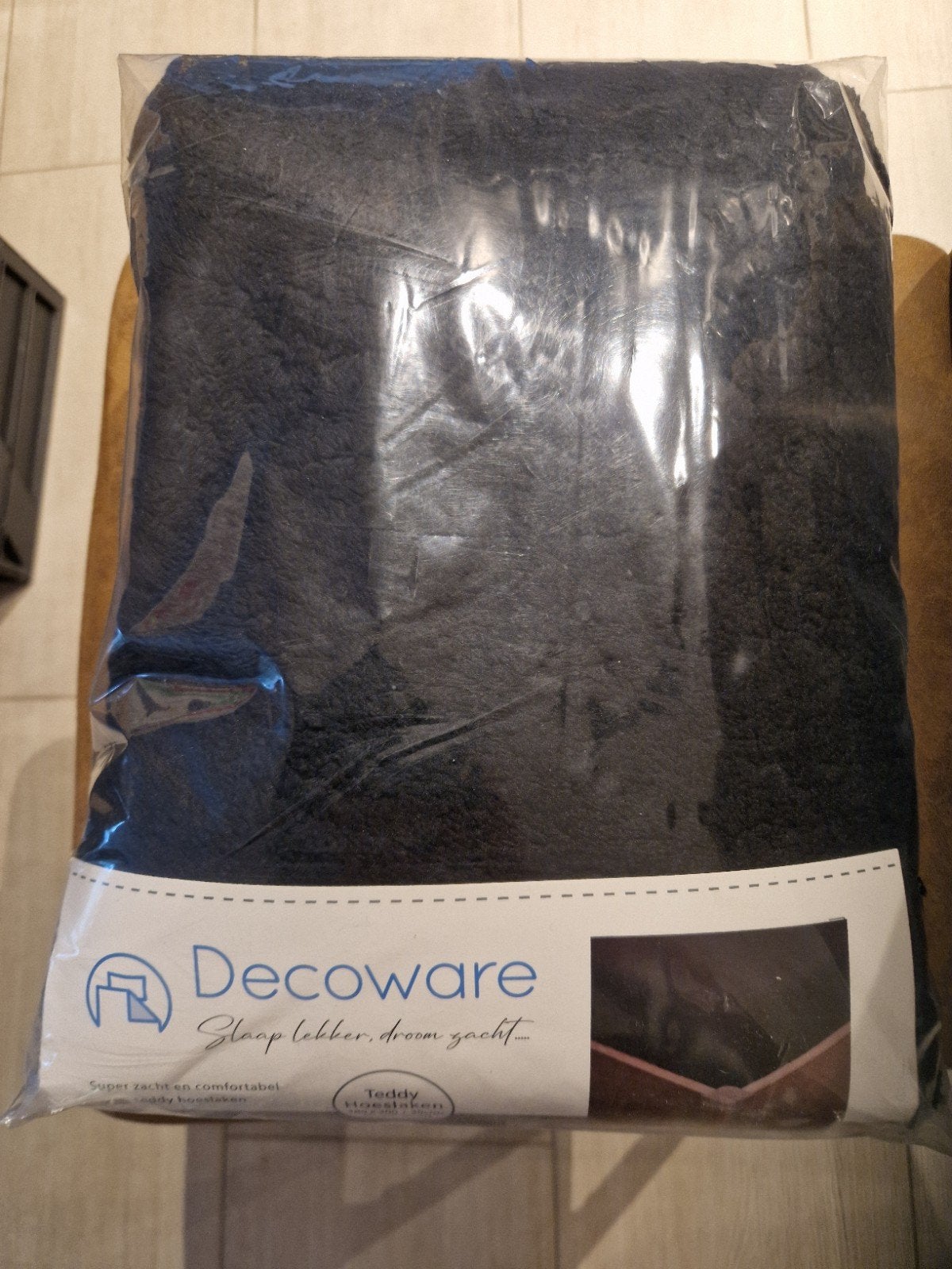 Nieuw Zwart Teddy Fleece Hoeslaken 180x200+30cm, Ophalen of Verzenden, Hoeslaken of Sloop, Zwart, Nieuw