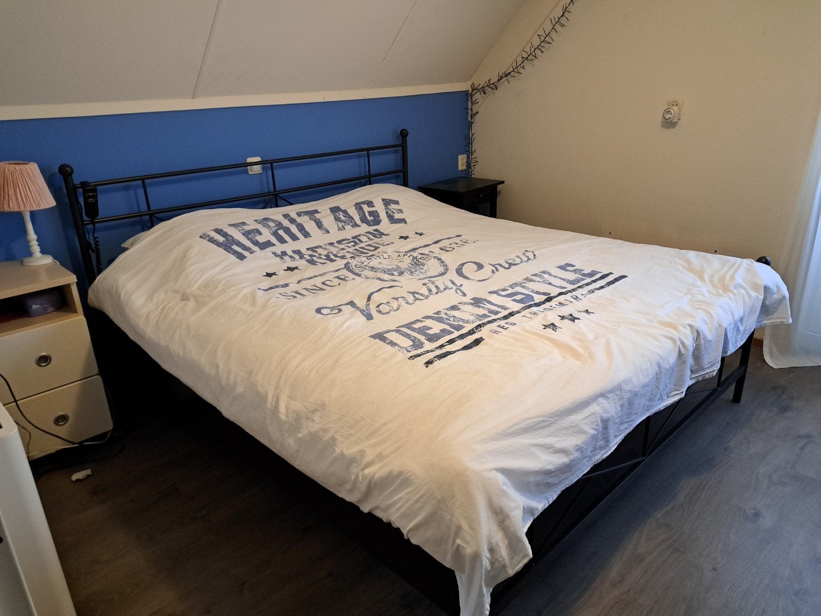 Ledikant 180x200 met Auping matrassen en verstelbare bodem, Ophalen, Tweepersoons, 180 cm, 200 cm