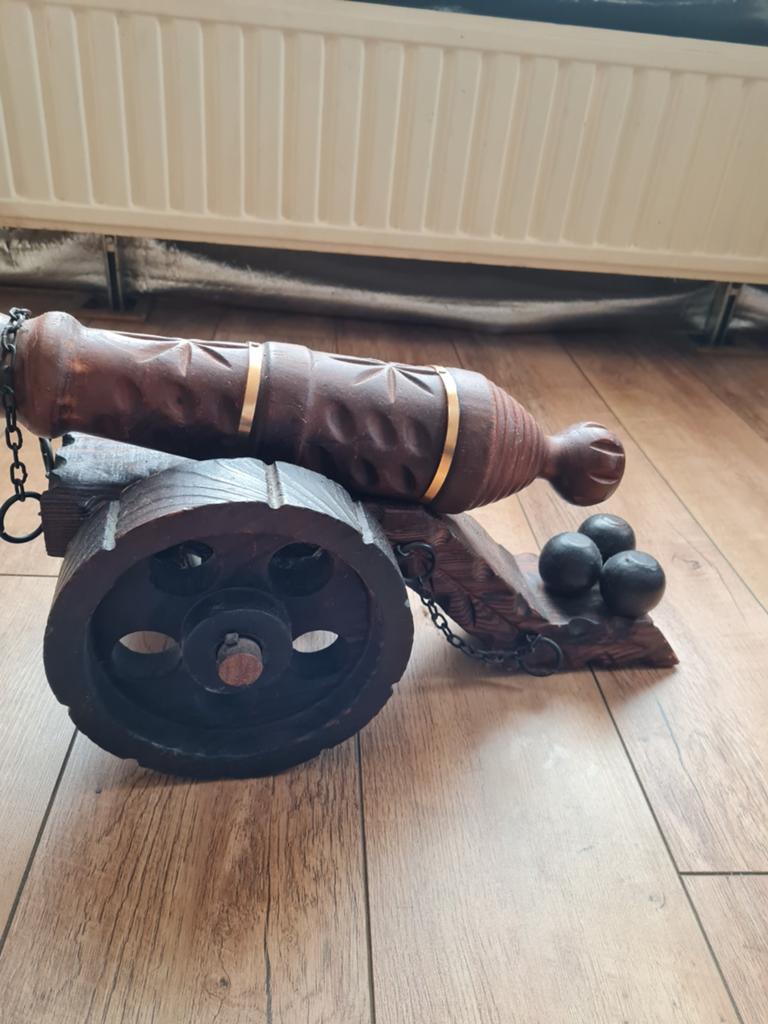 Decoratieve houten kanon met kanonskogels, Verzamelen, Ophalen of Verzenden, Gebruikt