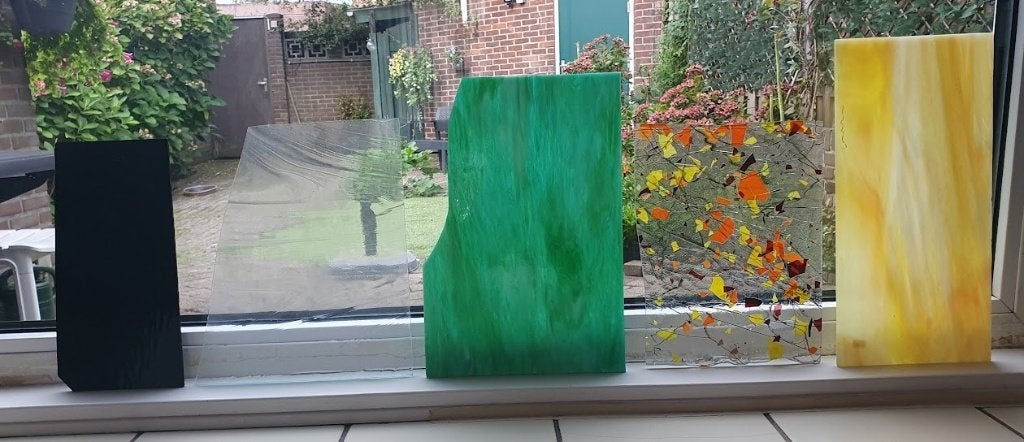 Partij 5 glasplaten voor Tiffany of Glas in Lood (1), Hobby en Vrije tijd, Ophalen of Verzenden, Zo goed als nieuw
