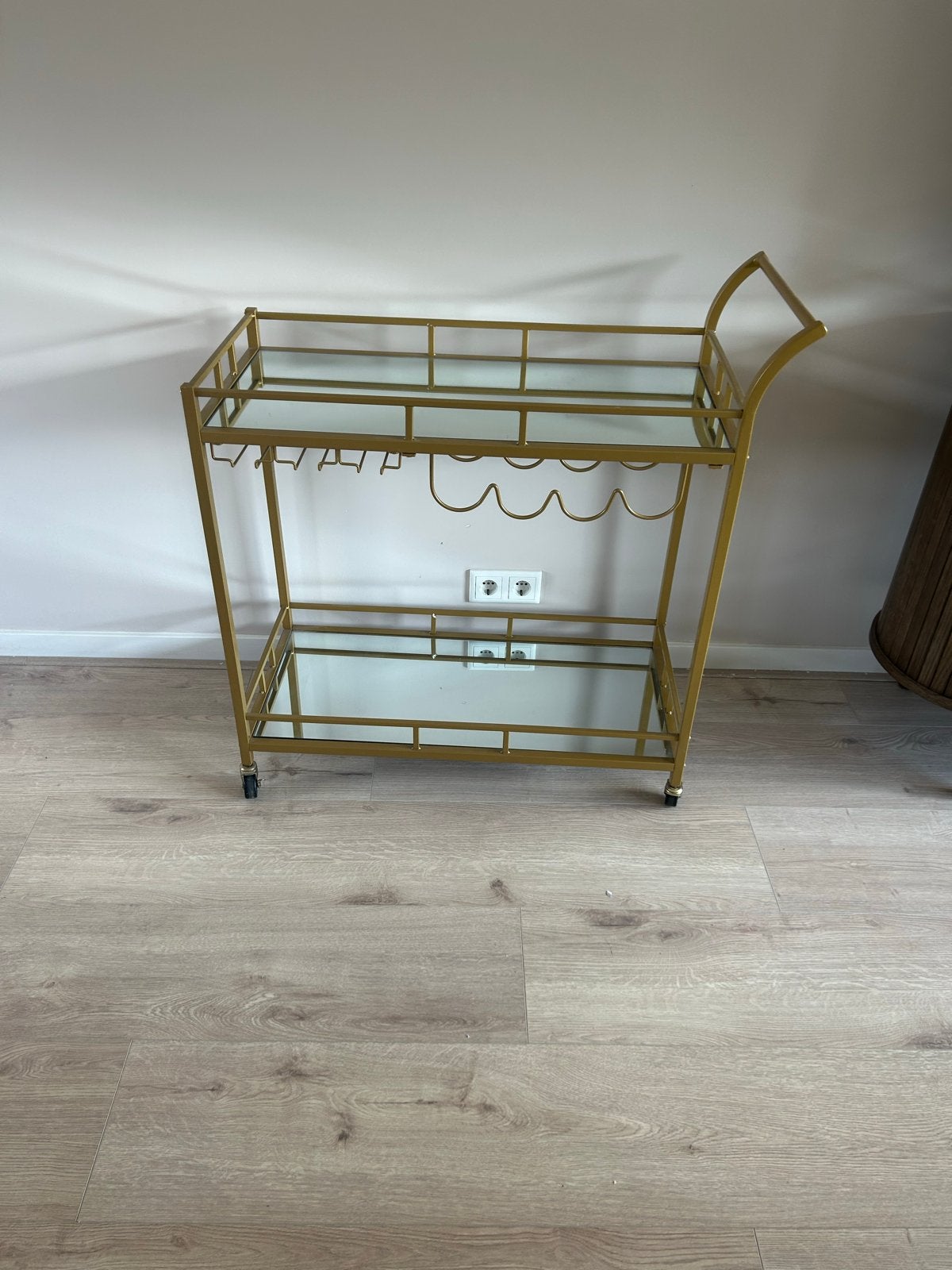 Ouderwetse Drankenkar - Goudkleurig met Spiegeldetails, Ophalen of Verzenden, Klassiek, Zo goed als nieuw, Goud