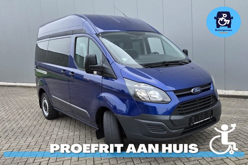 Ford Transit Custom Rolstoelbus | Meerijder voorin | Airco |, Auto's, Voorwielaandrijving, 12 maanden, Gebruikt, Zwart