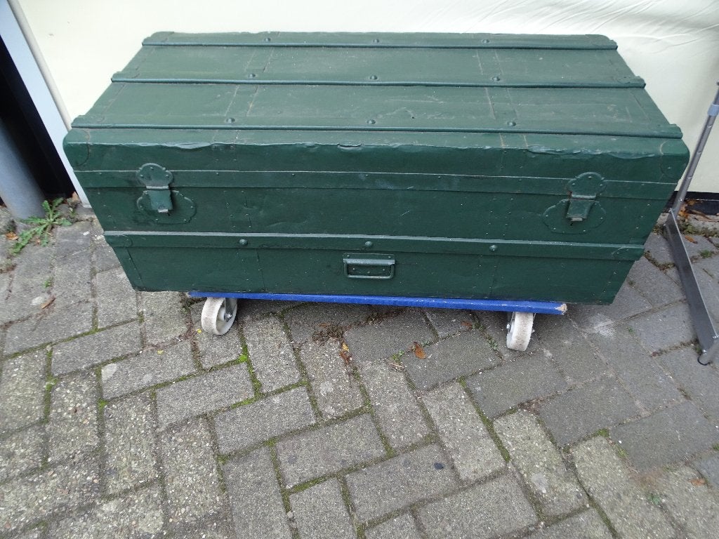 Metalen kist met houten bekisting, Huis en Inrichting, Gebruikt, 50 tot 100 cm, 5 – 50, 50 tot 75 cm