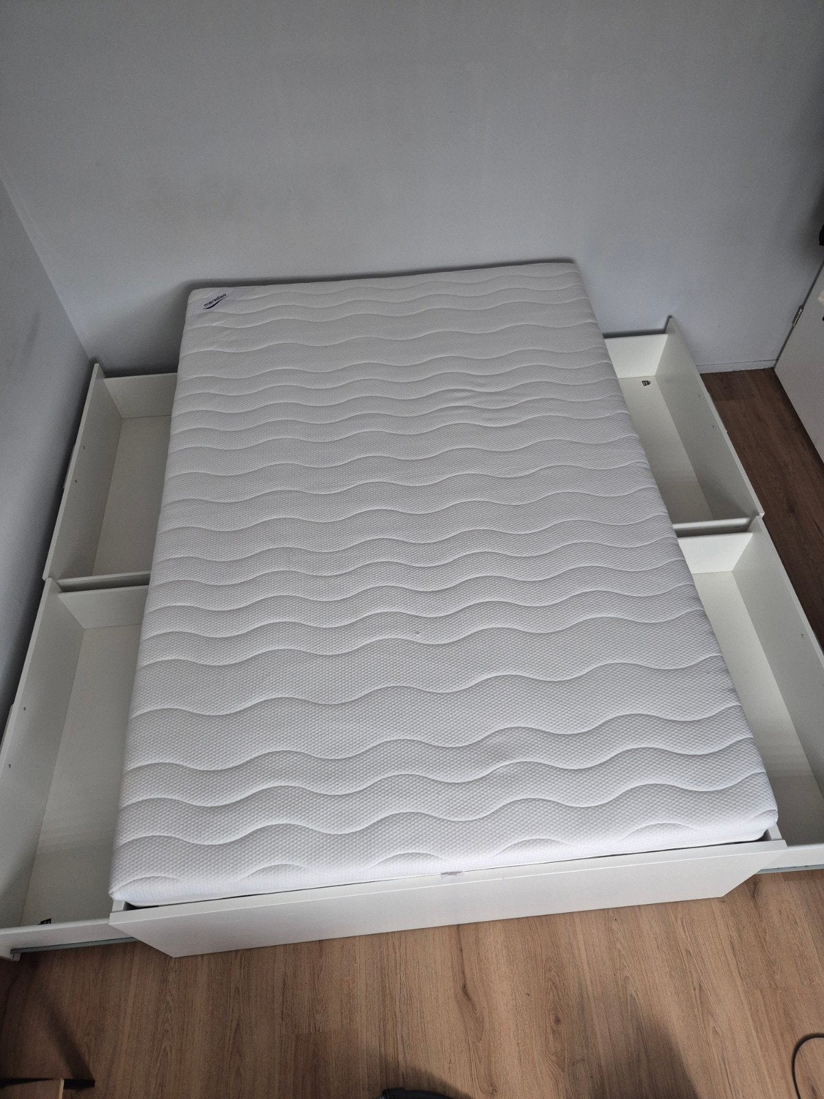 Nette Brimnes bed 140x200 met 4 laden en evt. nette matras, Ophalen, Gebruikt, Wit, Tweepersoons
