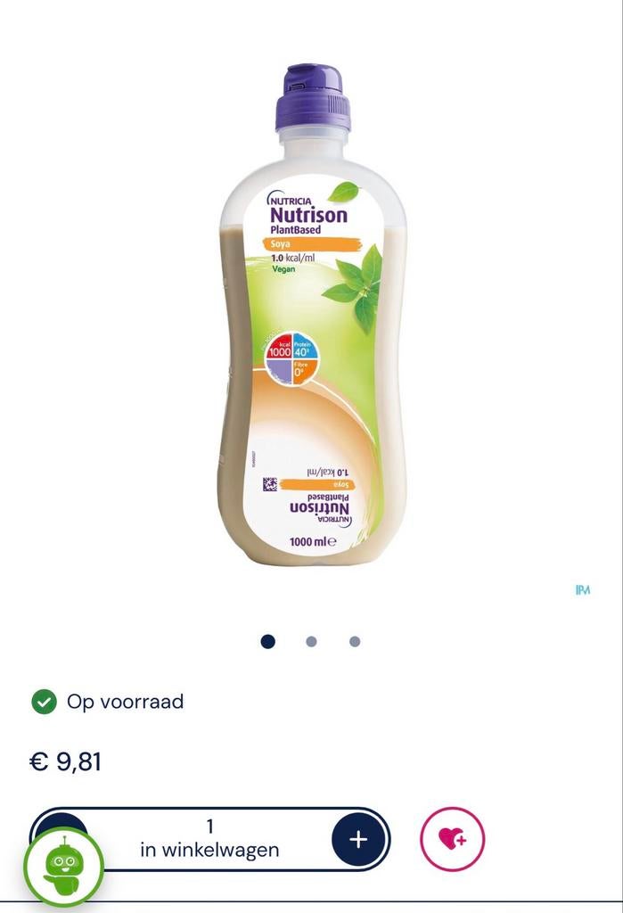 Nutrison sondevoeding op Soja basis plantbased, Ophalen of Verzenden